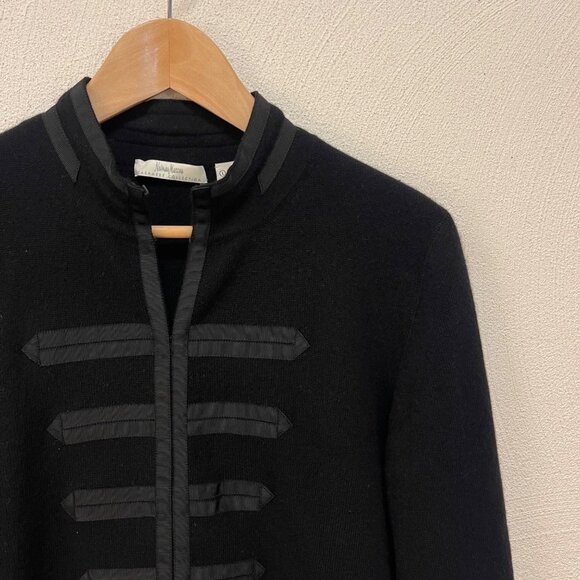 Neiman Marcus Cashmere Jacket Knitted Full Zip Black Stand Collar Long Sleeve L - Picture 4 of 6
